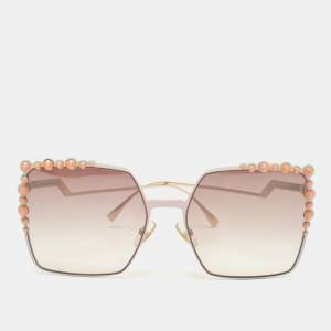 Fendi Gold Tone/Pink Gradient Studded FF0259S Oversized Sunglasses