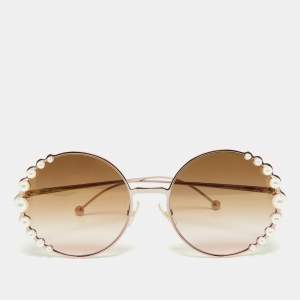 Fendi RoseGold/Pink Pearl Embellished FF0295S Round Sunglasses