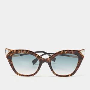 Fendi Dark Brown FF Iridia Crystals Cat Eye Sunglasses