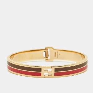 Fendi The Fendista Bicolor Enamel Gold Tone Bracelet M