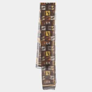 Fendi Brown FF Logo Print Silk Stole