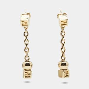 Pre Owned Fendi Fendista Gold Tone Earrings