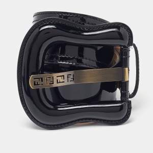 Pre Owned حزام فندي جلد أسود لامع إبزيم حرف B مقاس 70 سم