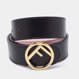 Fendi Black/Pink Leather F is Fendi Reversible Belt 80 CM