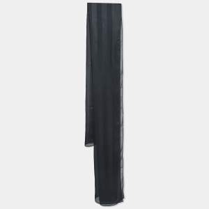 Pre Owned Fendi Black Striped Satin Chiffon Scarf