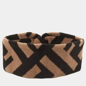 Fendi Brown Zucca Wool Blend Head Band One Size