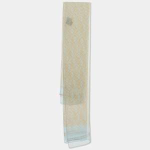 Fendi Light Blue Zucca Print Silk Chiffon Scarf