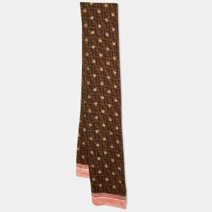 Fendi Brown FF Charm Print Silk Stole 