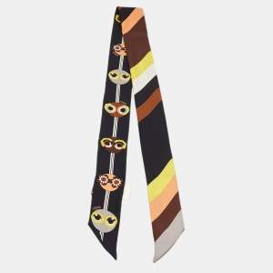 Fendi Multicolor Bugs Monster Print Silk Bandeau Scarf