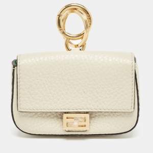 Fendi Beige Leather Nano Baguette Bag Charm 