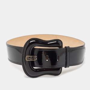 Fendi Black Patent Leather Wide Buckle Belt 90 CM