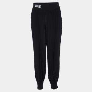 Fendi Black Silk Contrast Trimmed Joggers M