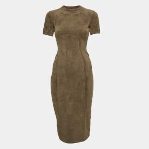 Fendi x Skims Green Velvet Knit Bodycon Midi Dress S