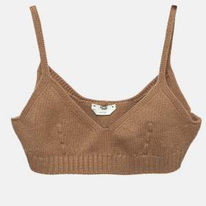 Pre Owned Fendi Brown Cashmere Knit Bralette Top M 