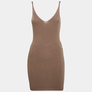 Fendi Brown Stretch Knit Mini Slip Dress M