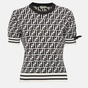 Fendi Grey Zucca Intarsia Stretch Knit Pullover M