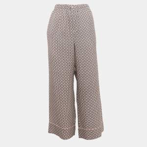 Fendi Pink/ Blue Printed Silk Straight Leg Trousers M
