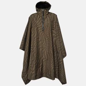 Fendi Brown Zucca Print Synthetic Hooded Jacket One Size