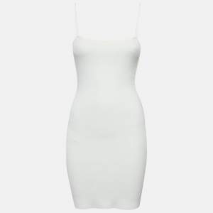 Pre Owned Fendi Off-White Knit Cut-out Logo Detail Mini Bodycon Dress S