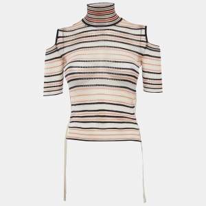 Fendi Multicolor Patterned Jersey Turtle Neck Pullover S