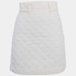 Fendi Off-White Quilted Silk Mini Skirt S