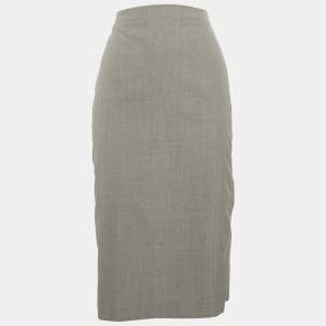 Fendi Grey Wool Zipper Detail Pencil Skirt M