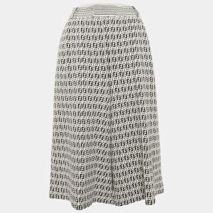 Pre Owned Fendi Black/Wite Zucca Stretch Knit Culottes M