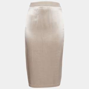 Fendi Light Pink Gabardine Zip-Up Midi Skirt S