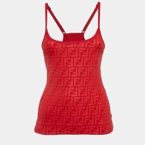 Fendi Red Zucca Print Jersey Tank Top S