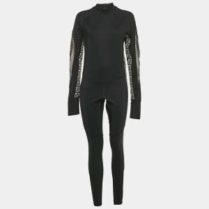 Fendi Black FF Logo Print Jersey Trimmed Jumpsuit M