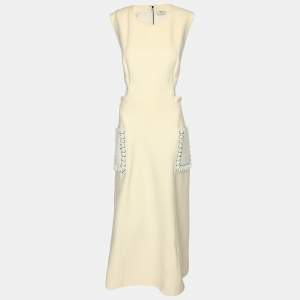 Fendi Cream Wool Silk Flared Midi Dress L