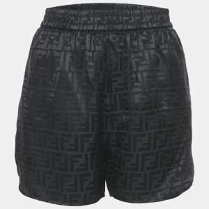 Fendi Black Zucca Pattern Silk Shorts S