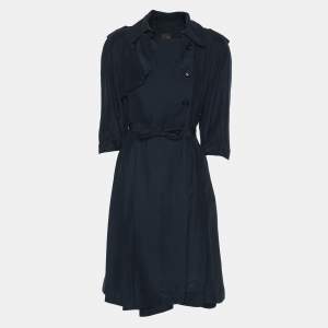 Fendi Navy Blue Silk Belted Dress S