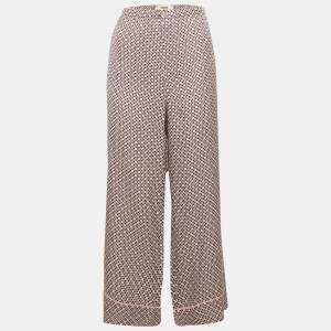 Fendi Multicolor Printed Silk Wide Leg Trousers M