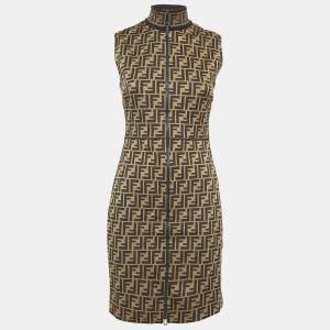 Fendi Brown FF Zucca Jacquard Sleeveless Mini Dress S