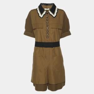Fendi Brown Cotton Belted Jumpsuit M