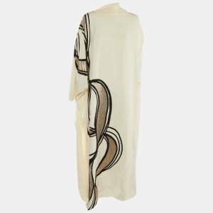 Fendi X Antonio Lopez Ivory Silk Cady Cape Maxi Dress M