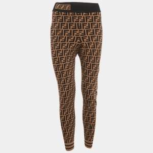 Pre Owned Fendi Brown Zucca Jersey Jogger Pants S