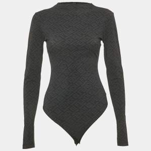 Fendi x Skims Black Monogram Black Jersey Bodysuit M