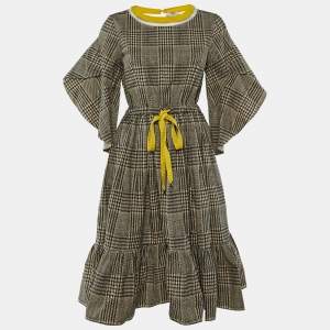 Fendi Brown printed Cotton Belted Maxi Dress S