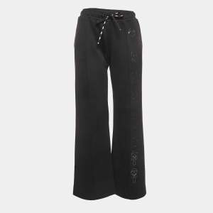 Pre Owned Fendi Black Karl Lagerfeld Print Jersey Sweatpants S