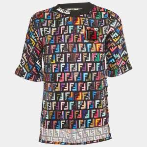 Fendi Black FF Print Satin T-Shirt S