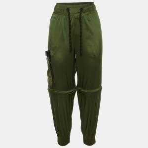 Pre Owned Fendi Dark Green Nylon Convertible Ripstop Track Pants S