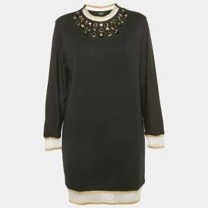Pre Owned Fendi Blue Crepe Mini Dress L