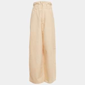 Pre Owned Fendi Beige Cotton Wide Leg Trousers M