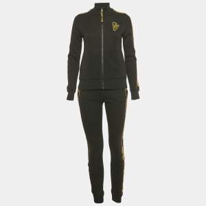 Pre Owned Fendi Black Logo Applique Cotton Tracksuit S