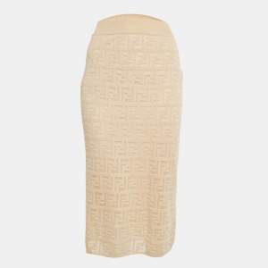 مملوكة مسبقًا تنورة فندي ميدي بيج بشعار FF مطاطية ضيقة مقاس متوسط (ميديوم)