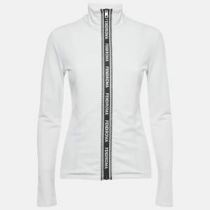 مملوكة مسبقًا جاكيت فنْدي جيرسي أبيض بسحاب للتمارين مقاس صغير - سمول