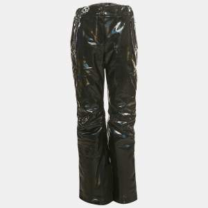 Pre Owned Fendi Black Logo Strip Holographic Ski Pants M