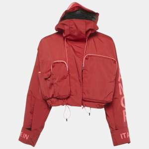 مملوكة مسبقًا Fendi Red Synthetic Amor Short Hooded Jacket XS
